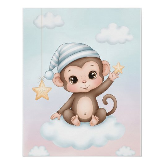 Affiche de nurserie mignonne singe (Devant)