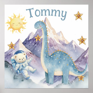 Affiche de nurserie ours en peluche astronaute dou