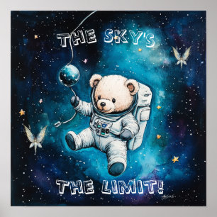 Affiche de nurserie Ourson Astronaute Rêves Douceu