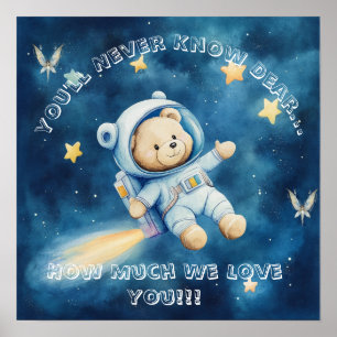 Affiche de nurserie Ourson Astronaute Rêves Douceu