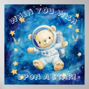 Affiche de nurserie Ourson Astronaute Rêves Douceu