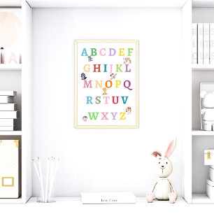 Affiche de nurserie pour bébé Alphabet Animaux Mig
