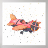 Affiche de nurserie pour bébé garçon avec avion pe (Devant)