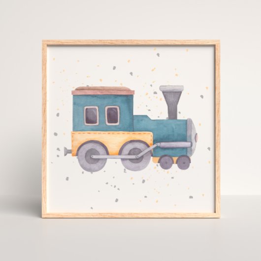 Affiche de nurserie pour bébé garçon avec train pe