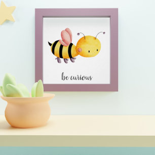 Affiche de nurserie pour enfants abeille jaune et