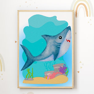 Affiche de nurserie requin pour chambre d'enfants