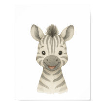 Affiche de nurserie safari pour bébé zèbre neutre 