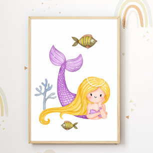 Affiche de nurserie sirène Océan Décoration de cha