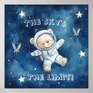 Affiche de nurserie Teddy Astronaute Bleu Rêves Do