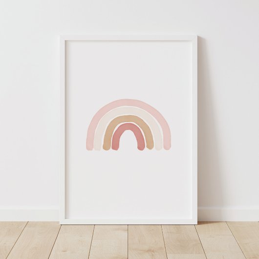 Affiche de nursery arc-en-ciel aquarelle rose