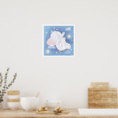AFFICHE DE NURSERY : BABY ELEPHANT + BUNNY (Cuisine)
