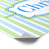 Affiche de nursery girafe à pois bleus et verts (Coin)