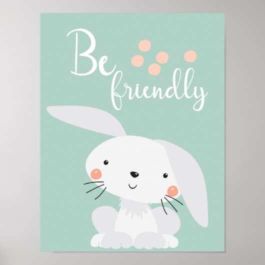 Affiche de nursery lapin amical (Devant)