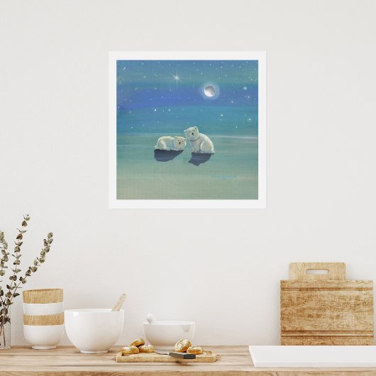 Affiche de oursons polaires d'hiver scintillants (Cuisine)