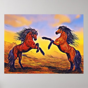 Affiche de paire de chevaux
