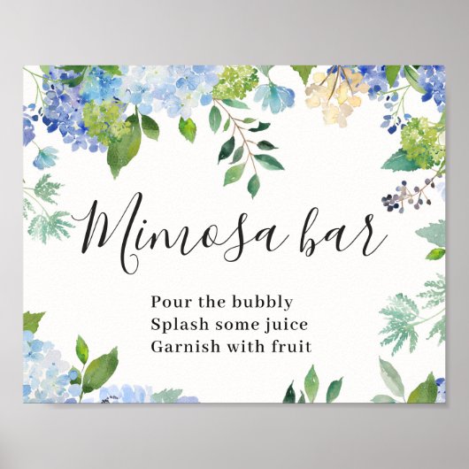 Affiche de pancarte de bar Mimosa Chic Floral Hydr (Devant)