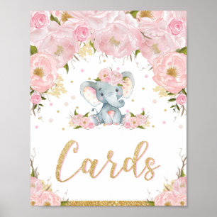 Affiche de pancarte de cartes éléphant anniversair