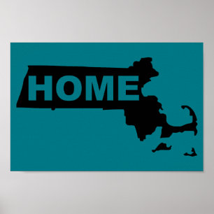 Affiche de pancarte de Massachusetts, maison loin