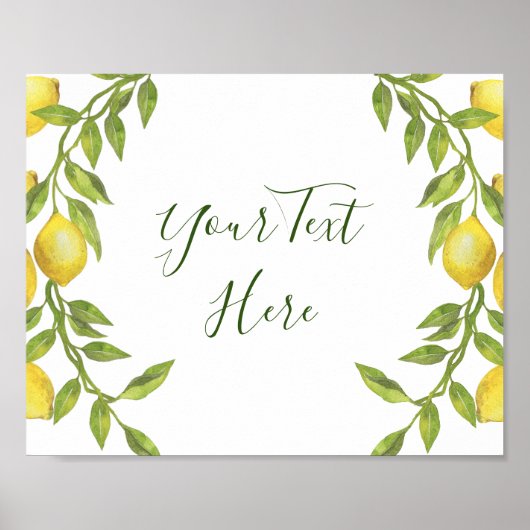 Affiche de pancarte de verdure de fleurs de citron (Devant)