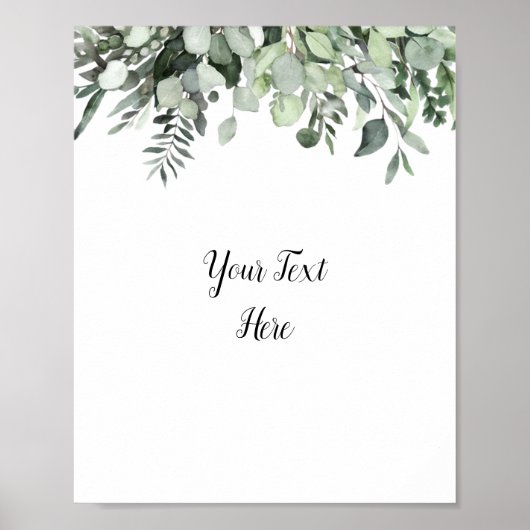 Affiche de pancarte de verdure d'eucalyptus à aqua (Devant)