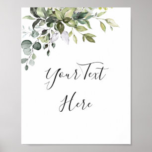 Affiche de pancarte de verdure d'eucalyptus à l'aq