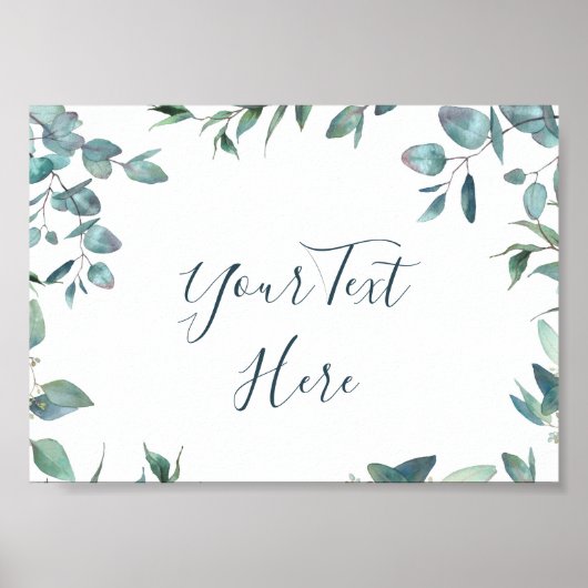 Affiche de pancarte de verdure d'eucalyptus aquare (Devant)