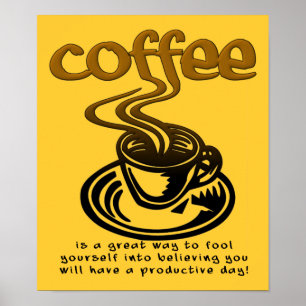 Affiche de pancarte drôle de fou de café
