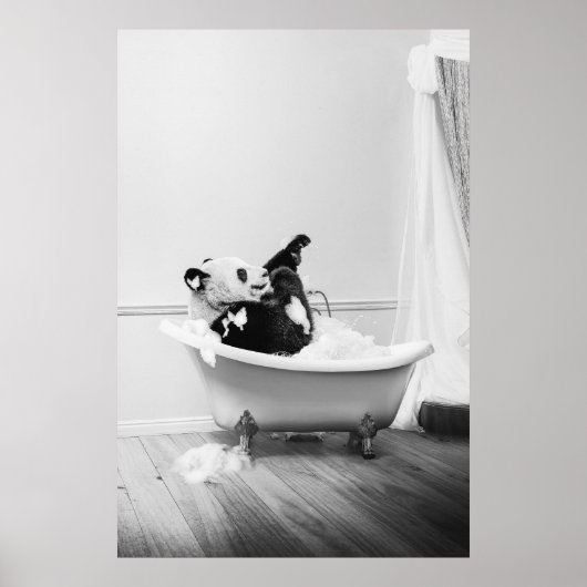 Affiche de panda dans une baignoire (Devant)