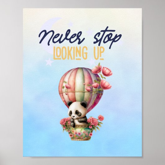 affiche de panda en montgolfière inspirante (Devant)
