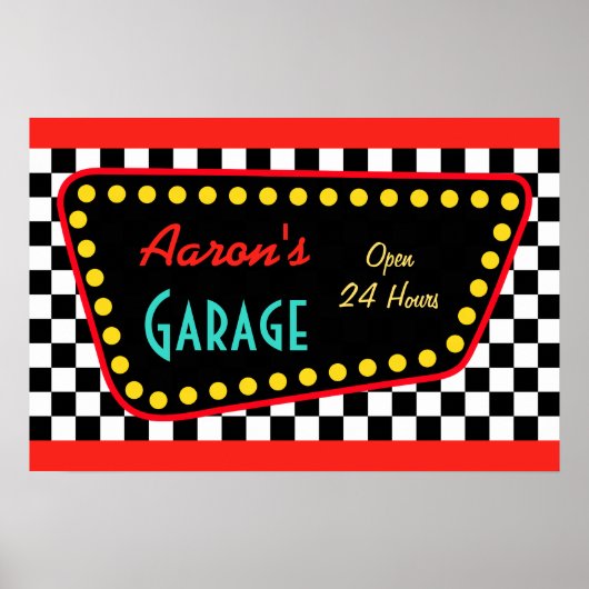 Affiche de panneau de garage rétro personnalisé (Devant)