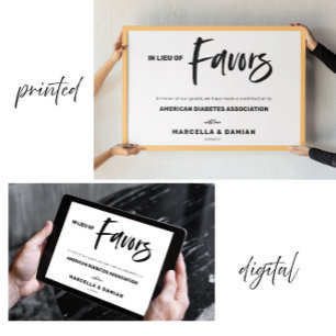 Affiche de panneau de mariage en lieu de faveurs