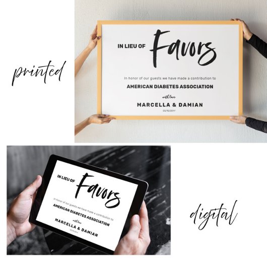 Affiche de panneau de mariage en lieu de faveurs