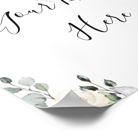 Affiche de panneau floral de roses blanches d'euca (Coin)