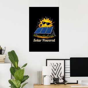 Affiche de panneau solaire et soleil mignon alimen