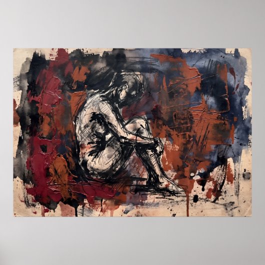 Affiche de papier peint figuratif rouge foncé (Devant)