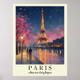 Affiche de papier peint personnalisée de nuit à Pa