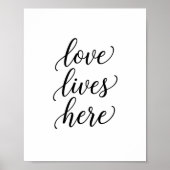 Affiche de papier peint script Love Lives Here (Devant)