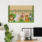 Affiche de papier peint singe tigre jungle pour ch (Bureau à domicile)