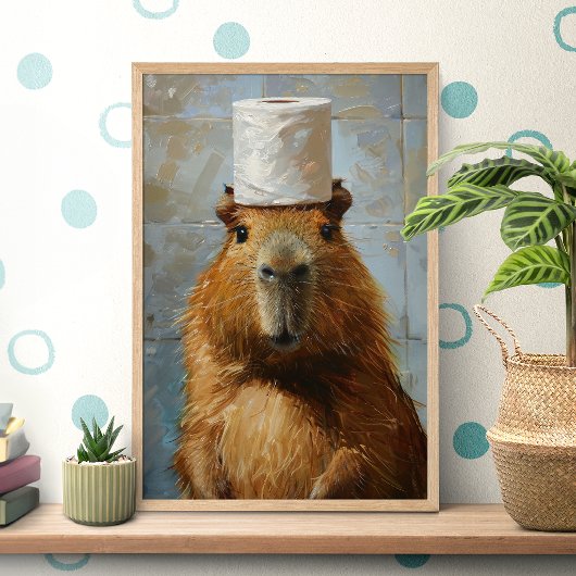 Affiche de papier toilette de capybara drôle
