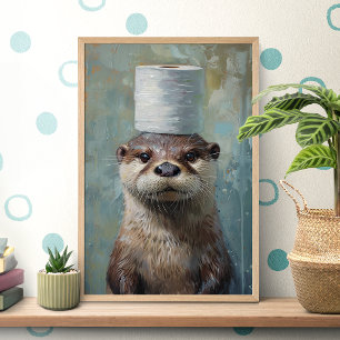 Affiche de papier toilette de loutre drôle