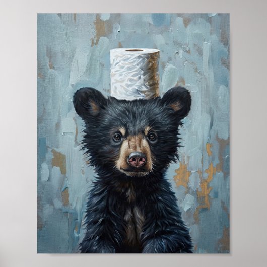 Affiche de papier toilette drôle d'ours noir (Devant)