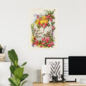 Affiche de Pâques Poussins et Roses (Bureau à domicile)