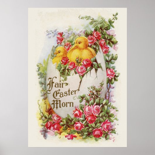 Affiche de Pâques Poussins et Roses (Devant)