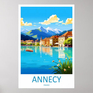 Affiche de parc national vintage d'Annecy Ski Trav