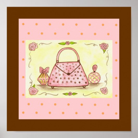 Affiche de parfum pour sac rose rose joli (Devant)