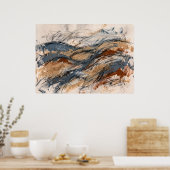 Affiche de paysage abstrait bleu rouille (Cuisine)