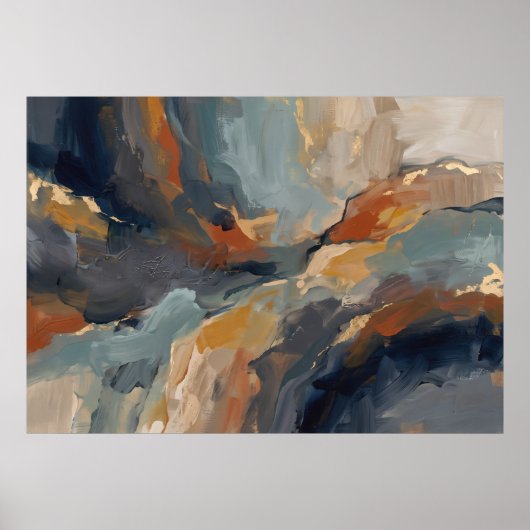 Affiche de paysage abstrait Blue Rust (Devant)