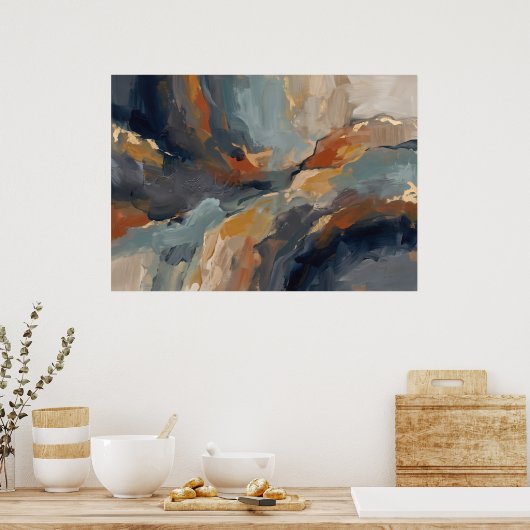 Affiche de paysage abstrait Blue Rust (Cuisine)