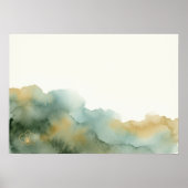 Affiche de paysage abstrait sarcelle or (Devant)