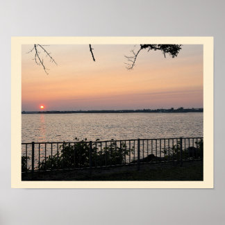 Affiche de paysage aquatique au coucher du soleil